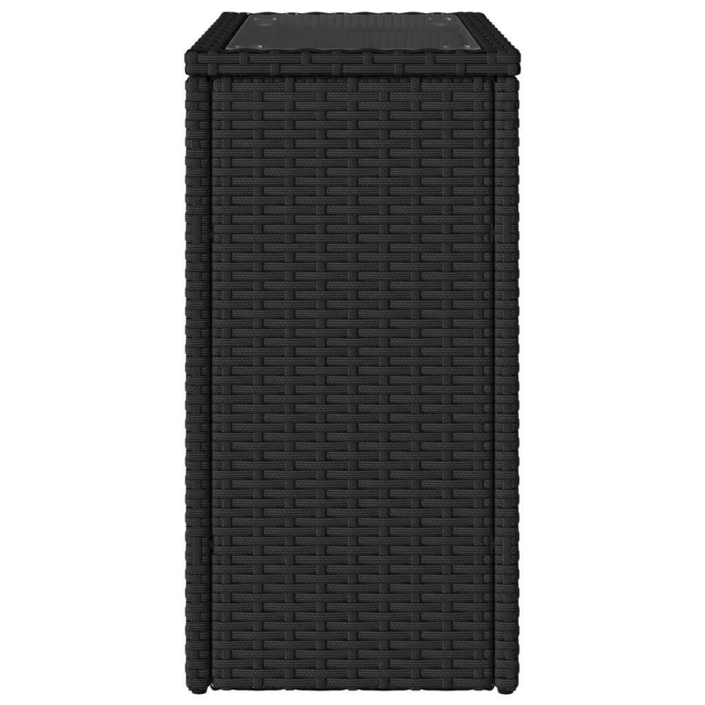 Tavolo da Giardino Piano in Vetro Nero 58x27,5x55 cm Polyrattan - homemem39