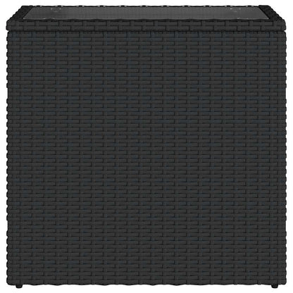 Tavolo da Giardino Piano in Vetro Nero 58x27,5x55 cm Polyrattan | homemem39