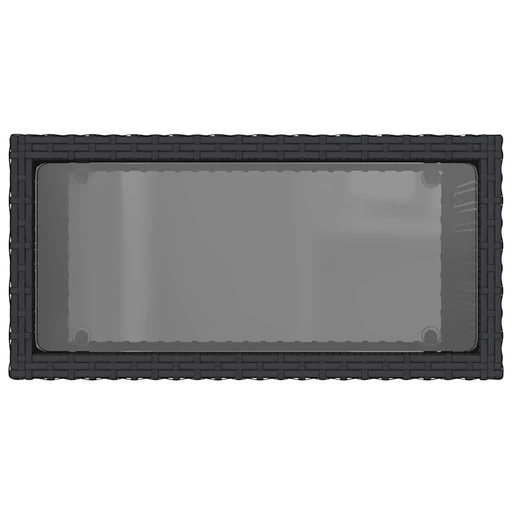 Tavolo da Giardino Piano in Vetro Nero 58x27,5x55 cm Polyrattan | homemem39
