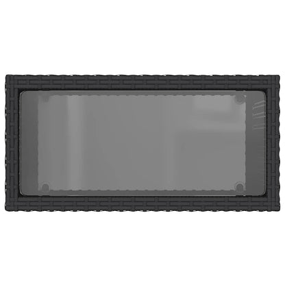 Tavolo da Giardino Piano in Vetro Nero 58x27,5x55 cm Polyrattan | homemem39