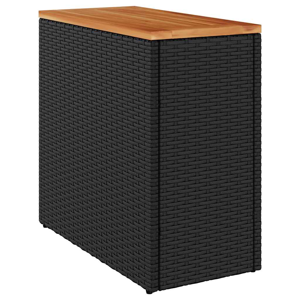 Tavolino da giardino con piano in legno nero 58x27,5x55 cm in polyrattan | homemem39