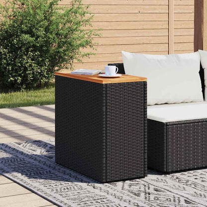 Tavolino da giardino con piano in legno nero 58x27,5x55 cm