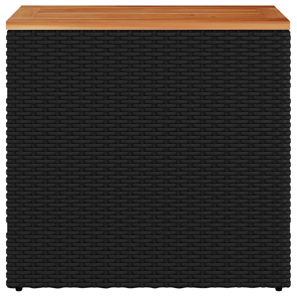 Tavolino da giardino con piano in legno nero 58x27,5x55 cm in polyrattan | homemem39