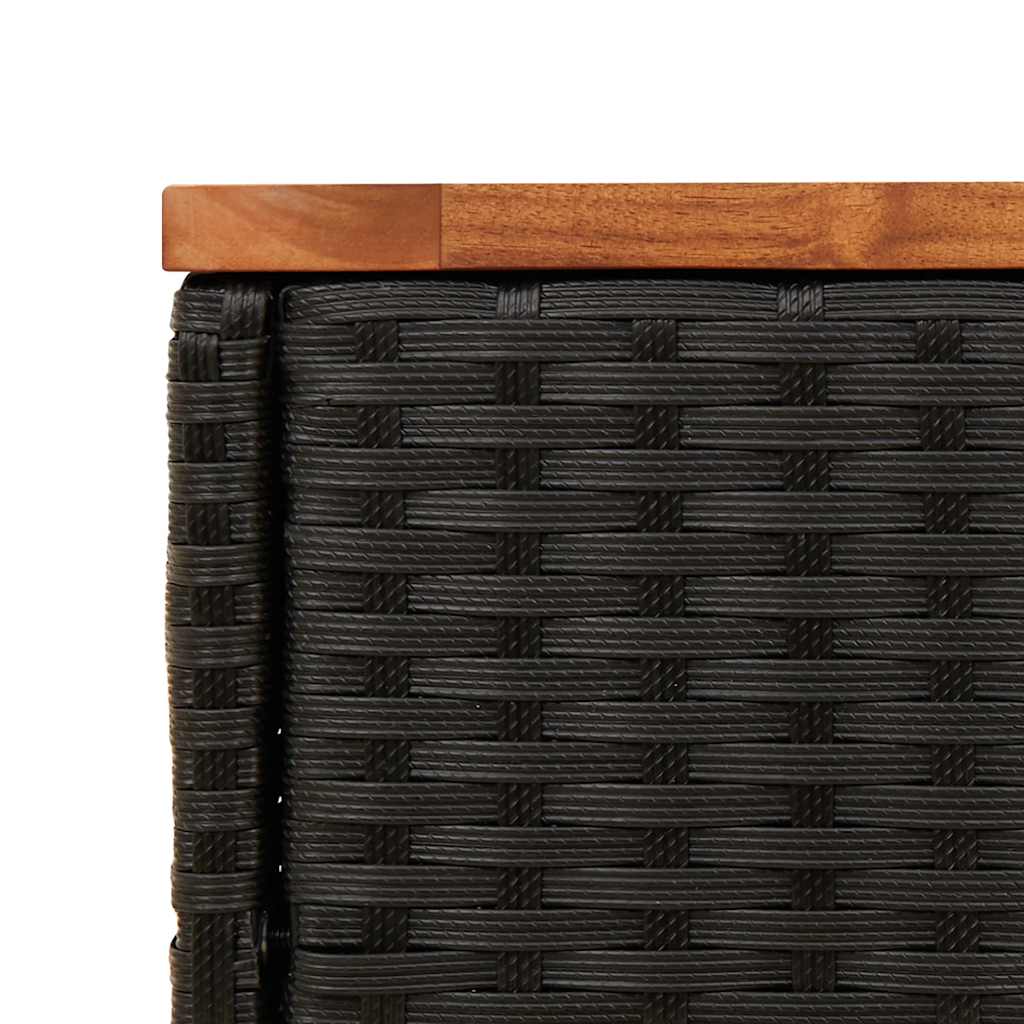 Tavolino da giardino con piano in legno nero 58x27,5x55 cm in polyrattan | homemem39