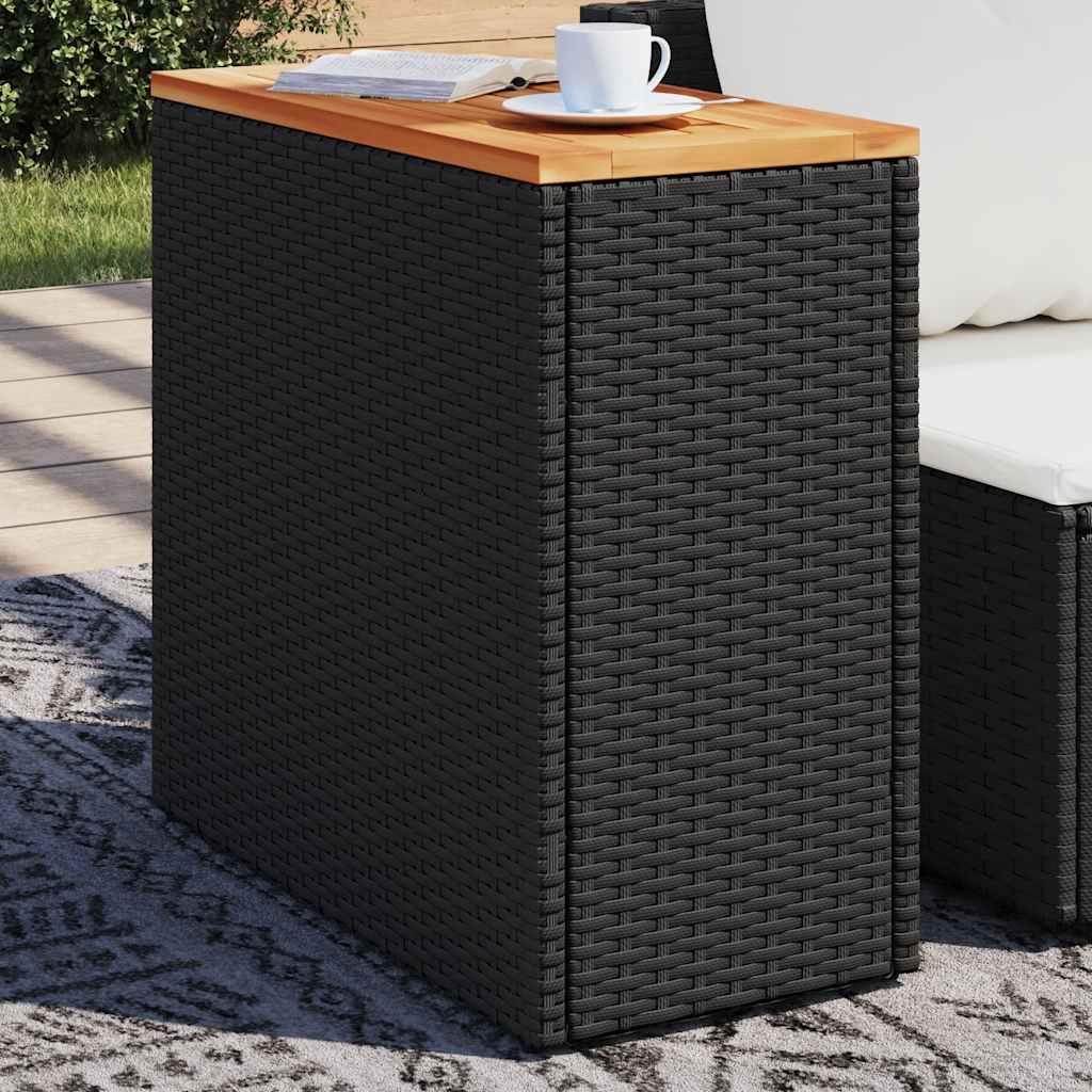 Tavolino da giardino con piano in legno nero 58x27,5x55 cm