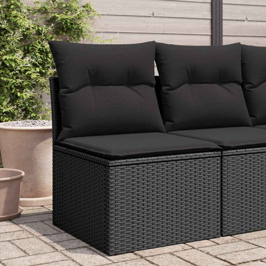 Sedia da Giardino Senza Braccioli con Cuscini Nera Polyrattan - homemem39