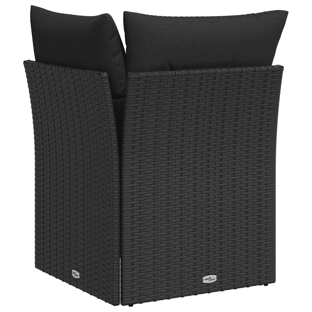 Divano da giardino angolare con cuscini nero in polyrattan | homemem39