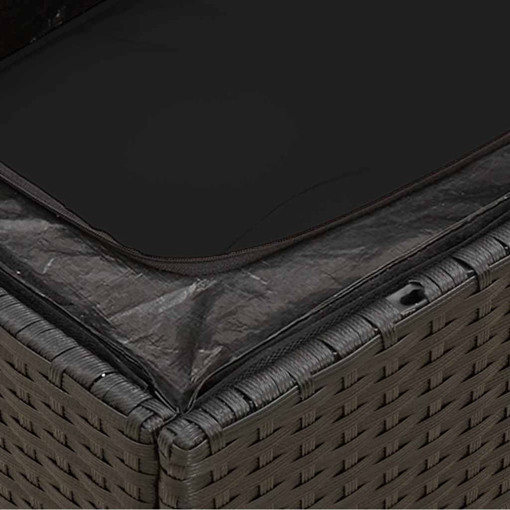 Divano da giardino angolare con cuscini nero in polyrattan | homemem39