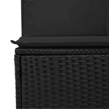 Divano da giardino con cuscini 2 posti nero in polyrattan | homemem39