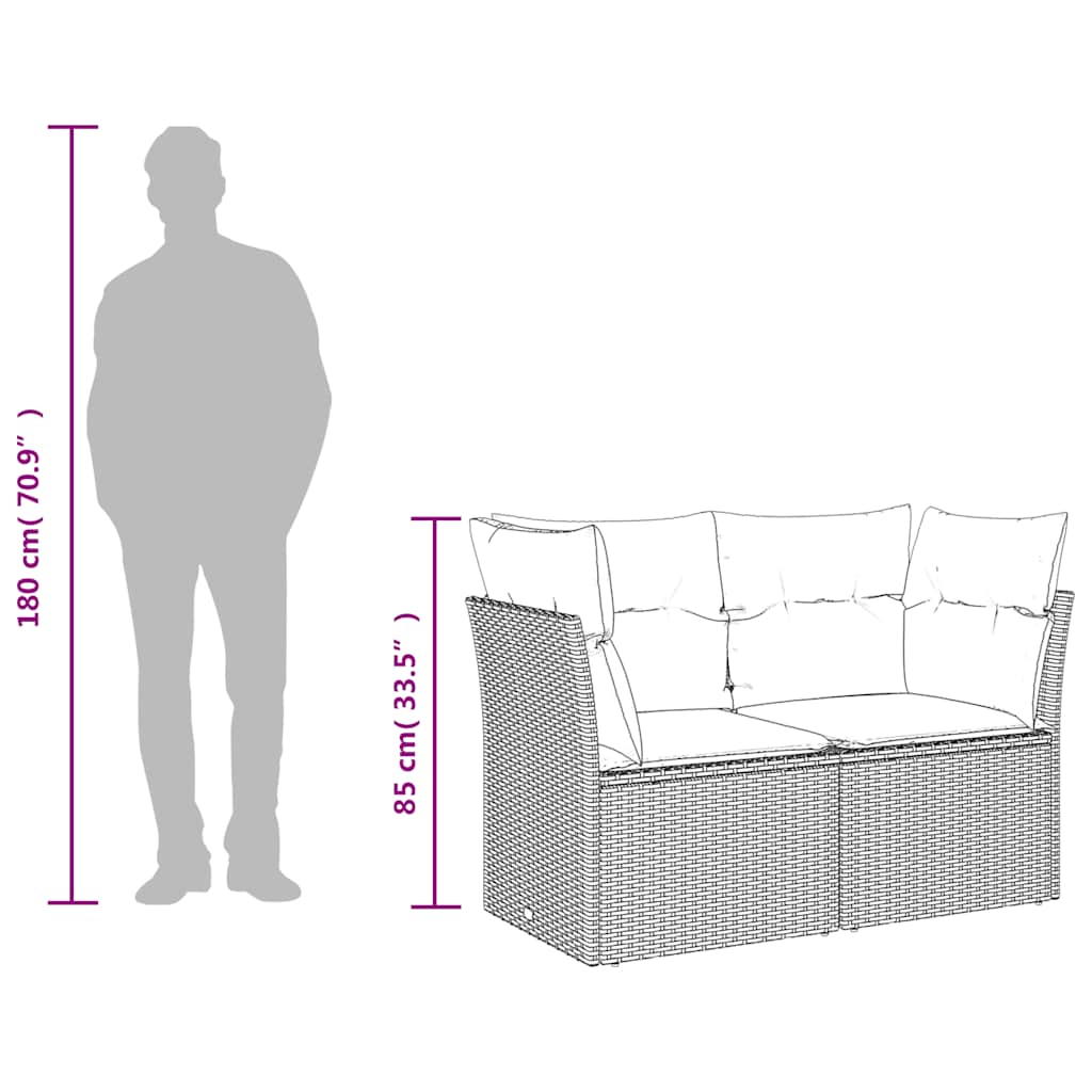Divano da giardino con cuscini 2 posti nero in polyrattan | homemem39