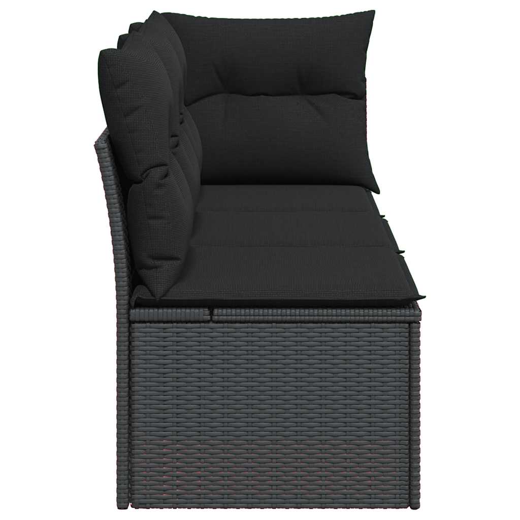 Divano da giardino con cuscini 3 posti nero in polyrattan | homemem39