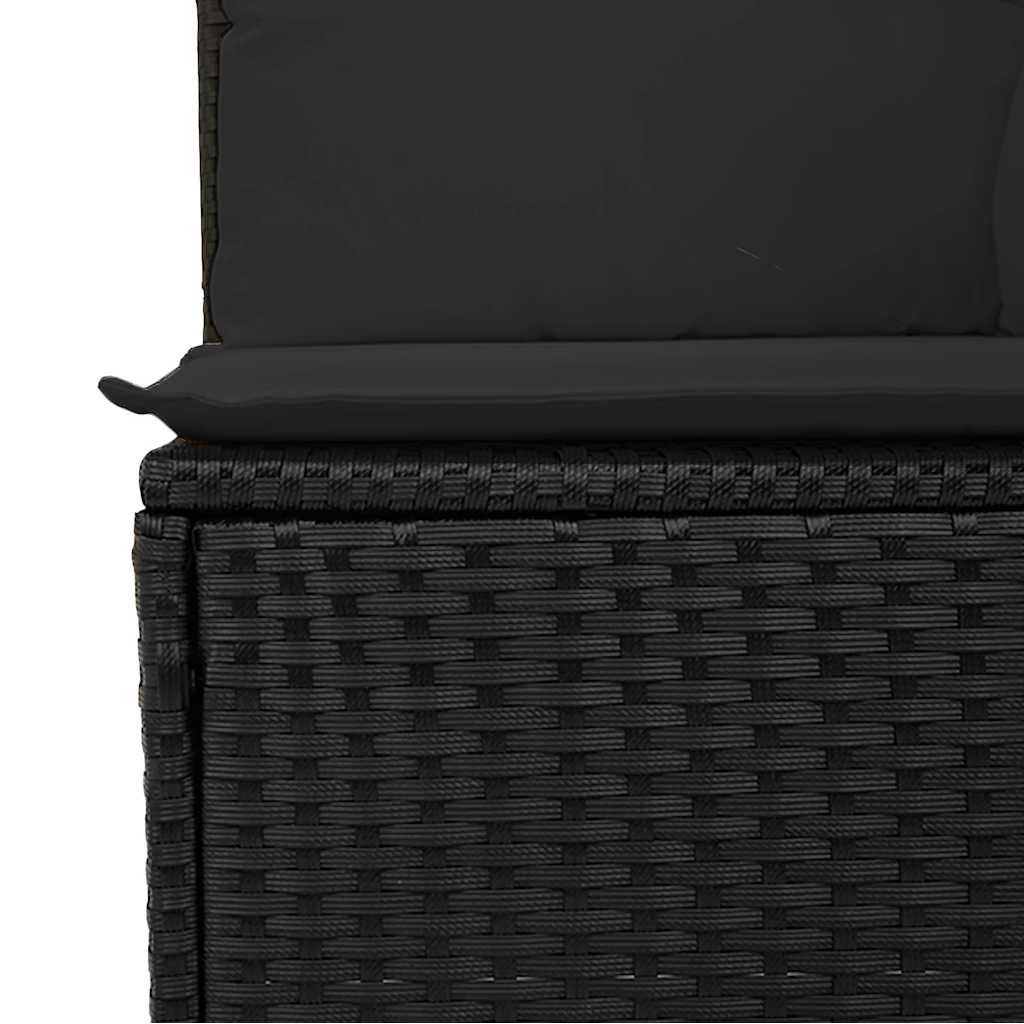 Divano da giardino con cuscini 3 posti nero in polyrattan | homemem39