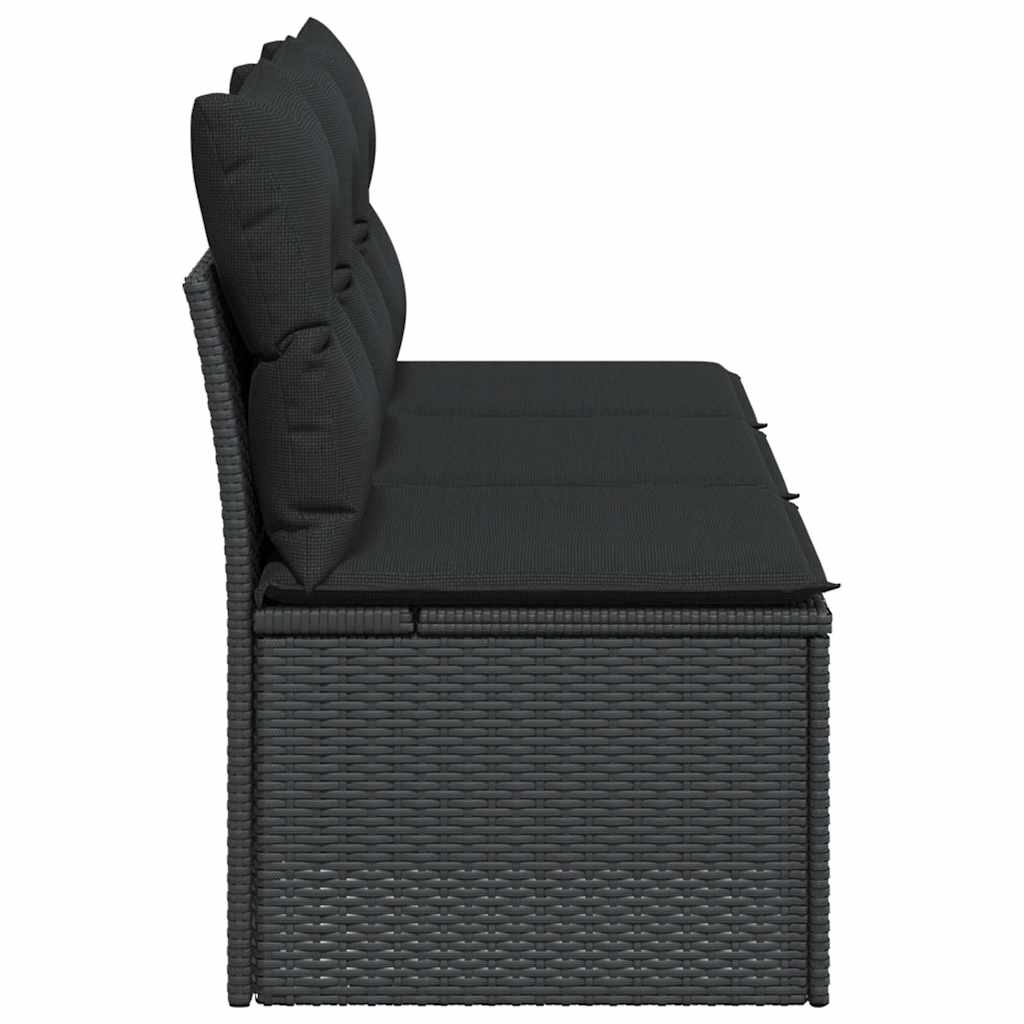 Divano da giardino con cuscini 3 posti nero in polyrattan | homemem39