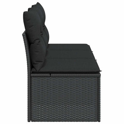 Divano da giardino con cuscini 3 posti nero in polyrattan | homemem39