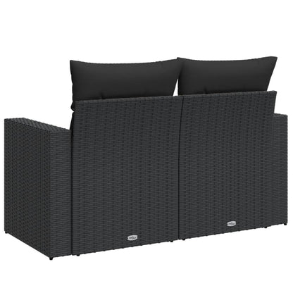 Divano da giardino con cuscini 2 posti nero in polyrattan | homemem39