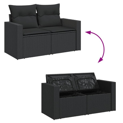 Divano da giardino con cuscini 2 posti nero in polyrattan | homemem39