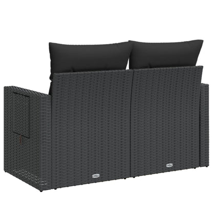 Divano da Giardino con Cuscini a 2 Posti Nero in Polyrattan | homemem39