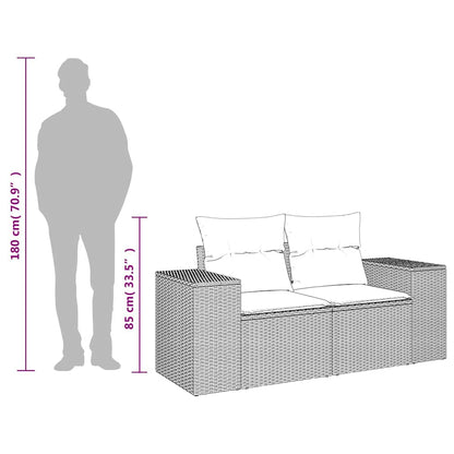 Divano da giardino con cuscini 2 posti nero in polyrattan | homemem39