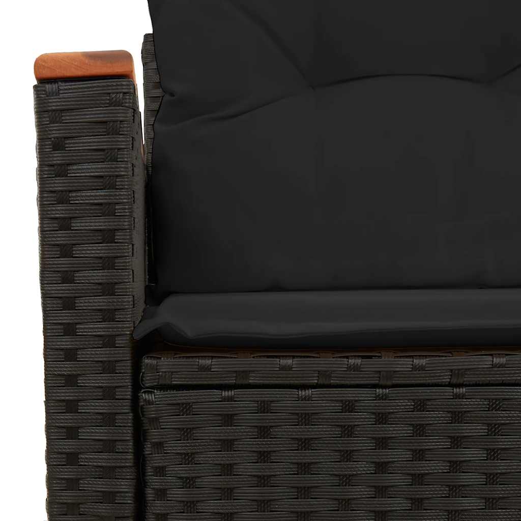 Divano da Giardino con Cuscini a 2 Posti Nero in Polyrattan | homemem39