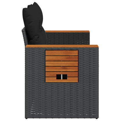 Divano da Giardino con Cuscini a 2 Posti Nero in Polyrattan | homemem39
