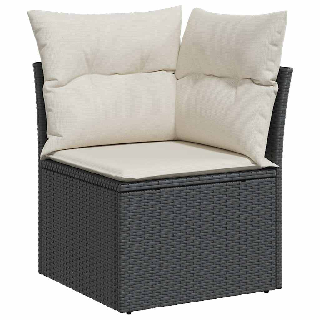 Divano Angolare da Giardino con Cuscini Nero in Polyrattan | homemem39