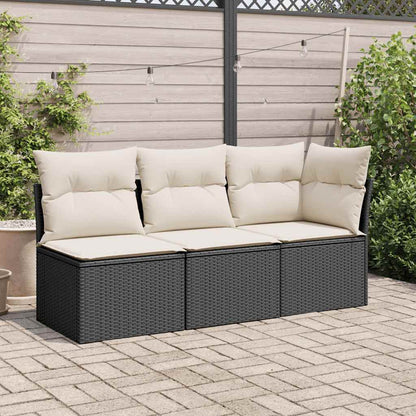 Divano Angolare da Giardino con Cuscini Nero in Polyrattan | homemem39