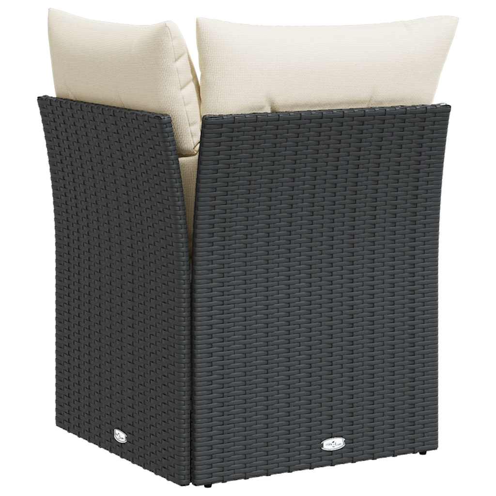 Divano Angolare da Giardino con Cuscini Nero in Polyrattan | homemem39