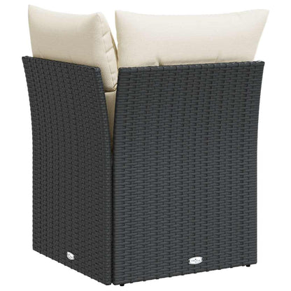 Divano Angolare da Giardino con Cuscini Nero in Polyrattan | homemem39
