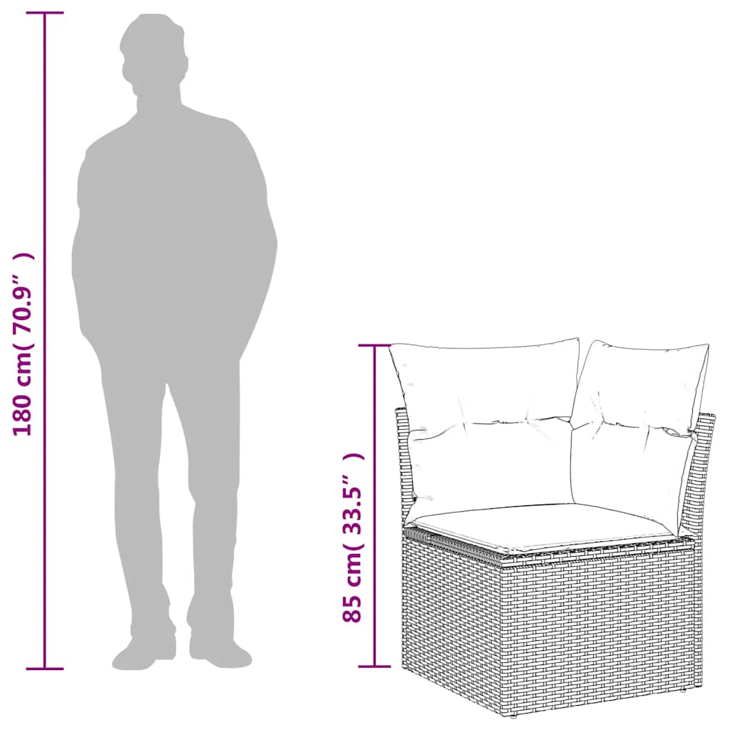 Divano Angolare da Giardino con Cuscini Nero in Polyrattan | homemem39