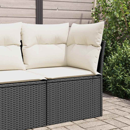 Divano Angolare da Giardino con Cuscini Nero in Polyrattan | homemem39