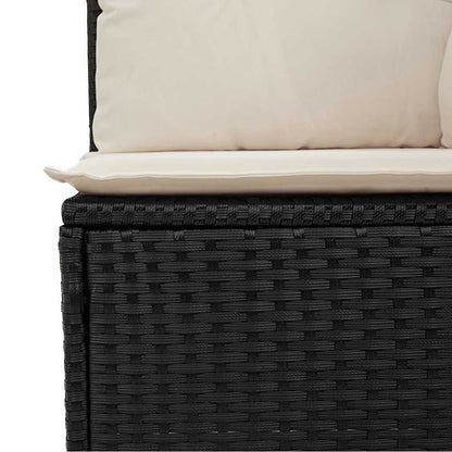 Divano da Giardino con Cuscini a 2 Posti Nero in Polyrattan | homemem39
