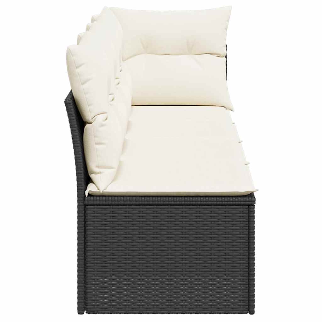 Divano da Giardino con Cuscini a 4 Posti Nero in Polyrattan | homemem39