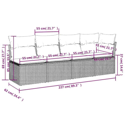 Divano da Giardino con Cuscini a 4 Posti Nero in Polyrattan | homemem39
