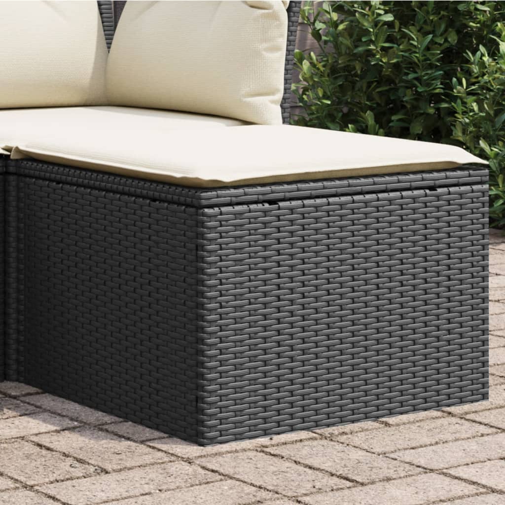 Sgabello Giardino con Cuscino Nero 55x55x37 cm in Polyrattan - homemem39