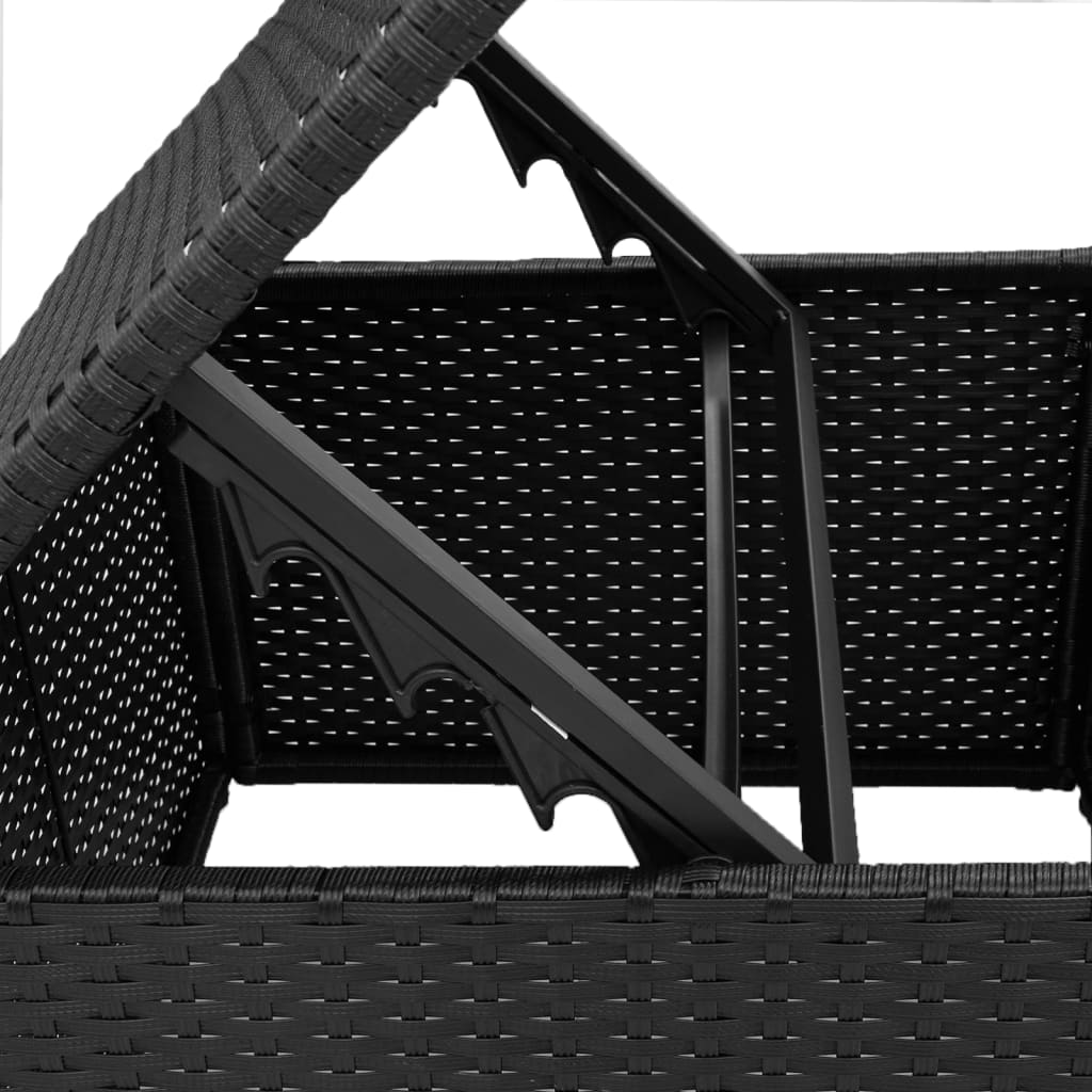 Sgabello Giardino con Cuscino Nero 55x55x37 cm in Polyrattan