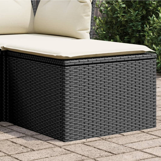 Sgabello Giardino con Cuscino Nero 55x55x37 cm in Polyrattan - homemem39