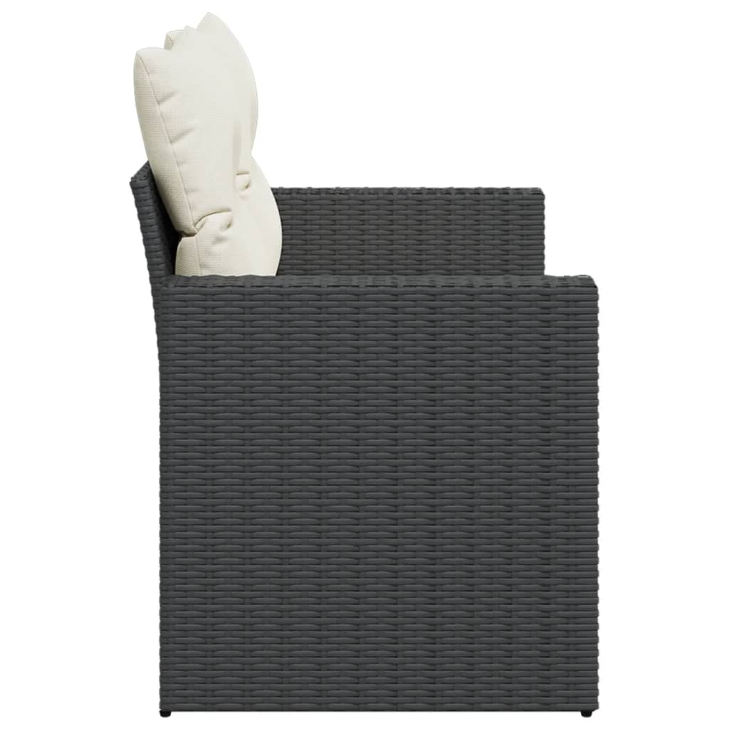Divano da Giardino con Cuscini a 2 Posti Nero in Polyrattan | homemem39