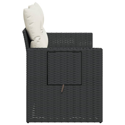 Divano da Giardino con Cuscini a 2 Posti Nero in Polyrattan | homemem39
