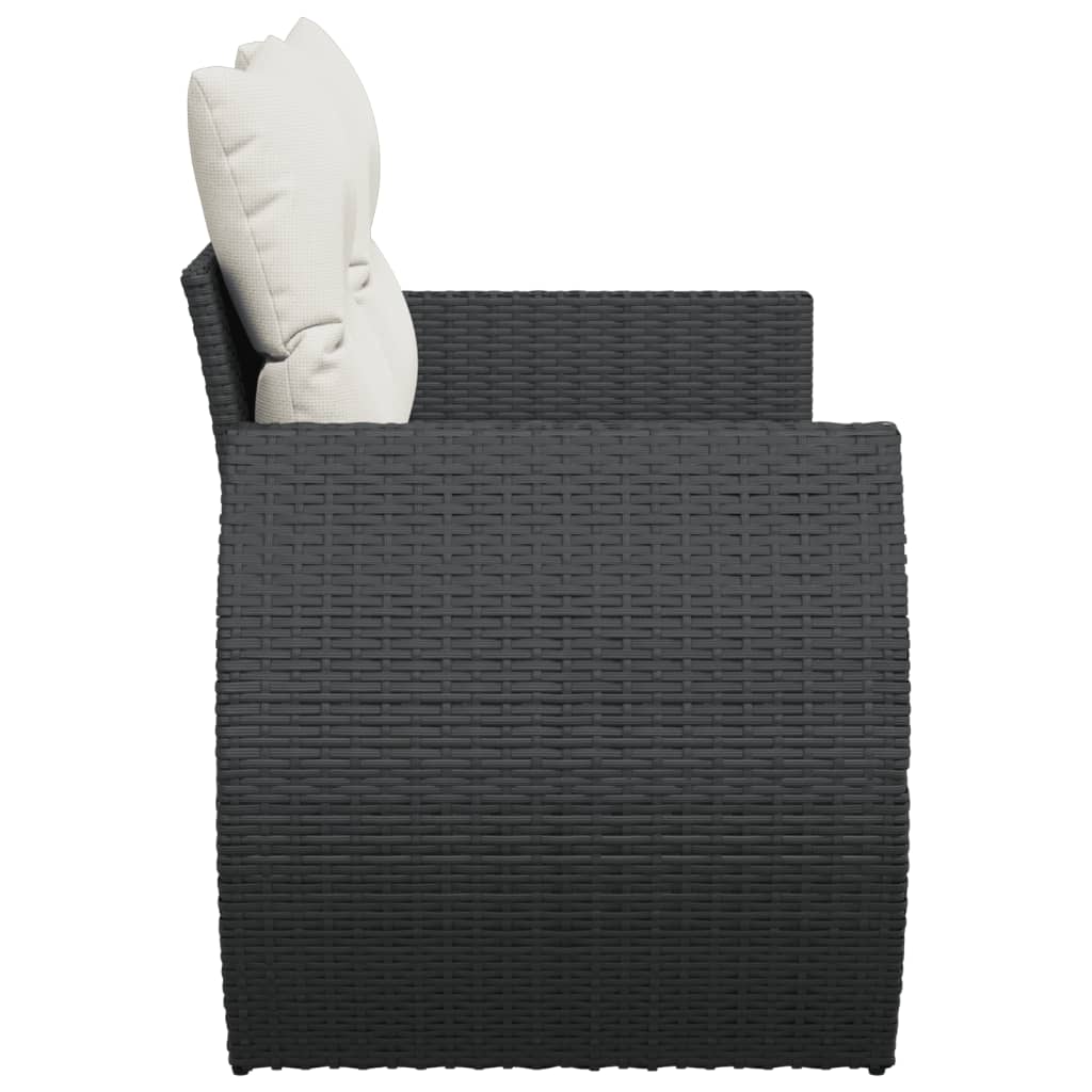 Divano da Giardino con Cuscini a 2 Posti Nero in Polyrattan | homemem39