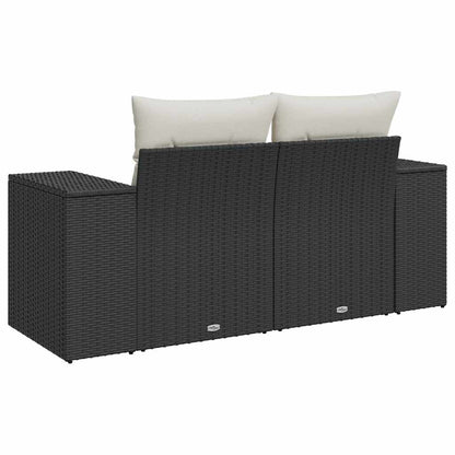Divano da Giardino con Cuscini a 2 Posti Nero in Polyrattan | homemem39