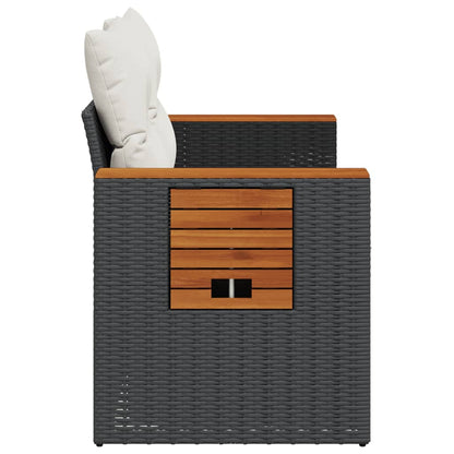 Divano da Giardino con Cuscini a 2 Posti Nero in Polyrattan | homemem39