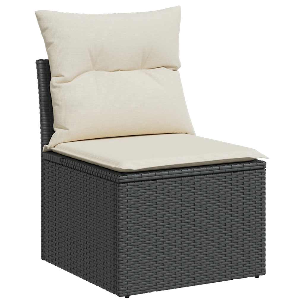 Sedia da Giardino Senza Braccioli con Cuscini Nera Polyrattan | homemem39