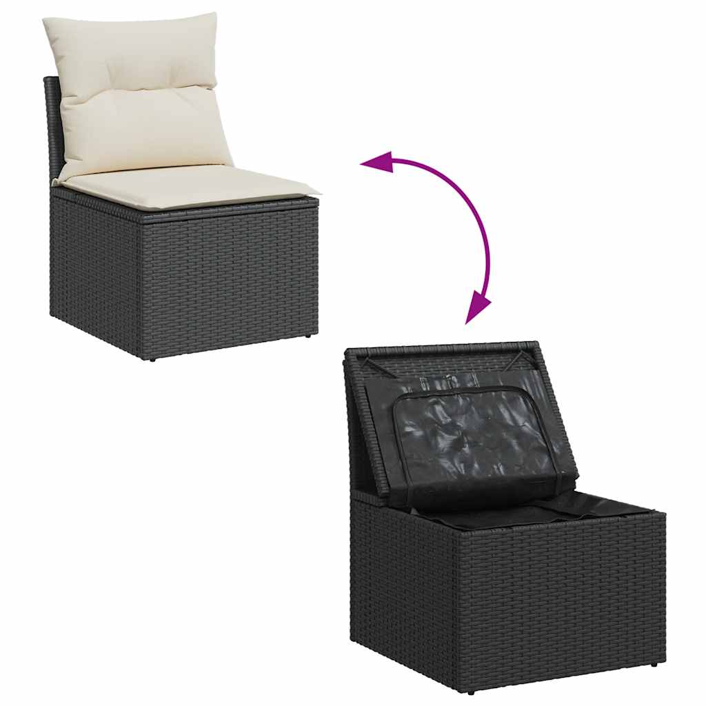 Sedia da Giardino Senza Braccioli con Cuscini Nera Polyrattan | homemem39