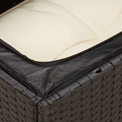 Sedia da Giardino Senza Braccioli con Cuscini Nera Polyrattan | homemem39