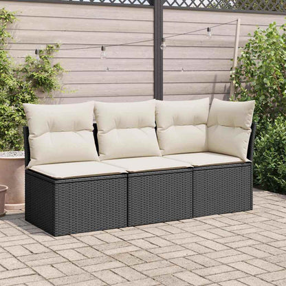 Divano Angolare da Giardino con Cuscini Nero in Polyrattan | homemem39