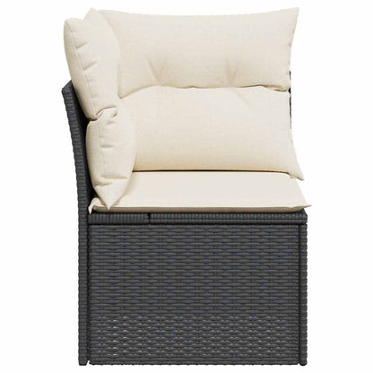 Divano Angolare da Giardino con Cuscini Nero in Polyrattan | homemem39