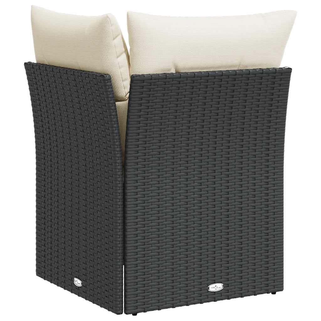 Divano Angolare da Giardino con Cuscini Nero in Polyrattan | homemem39