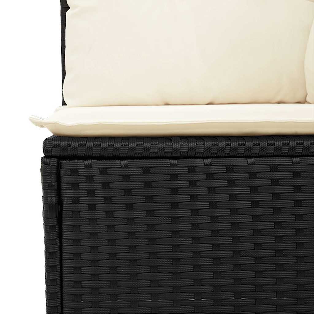 Divano Angolare da Giardino con Cuscini Nero in Polyrattan | homemem39