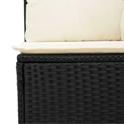 Divano Angolare da Giardino con Cuscini Nero in Polyrattan | homemem39