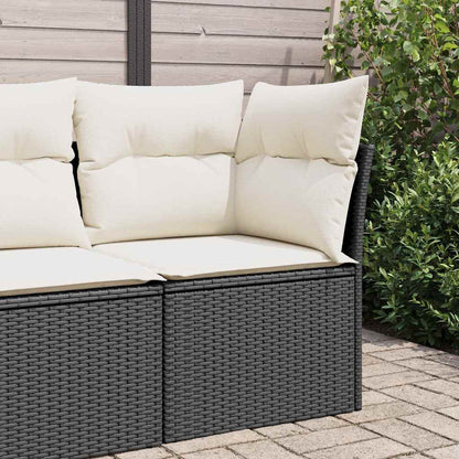 Divano Angolare da Giardino con Cuscini Nero in Polyrattan | homemem39
